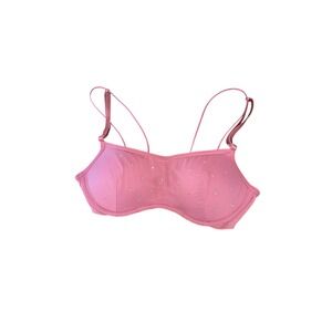 Victoria's Secret PINK Rhinestone Mesh Push-Up Bra Pink Small New